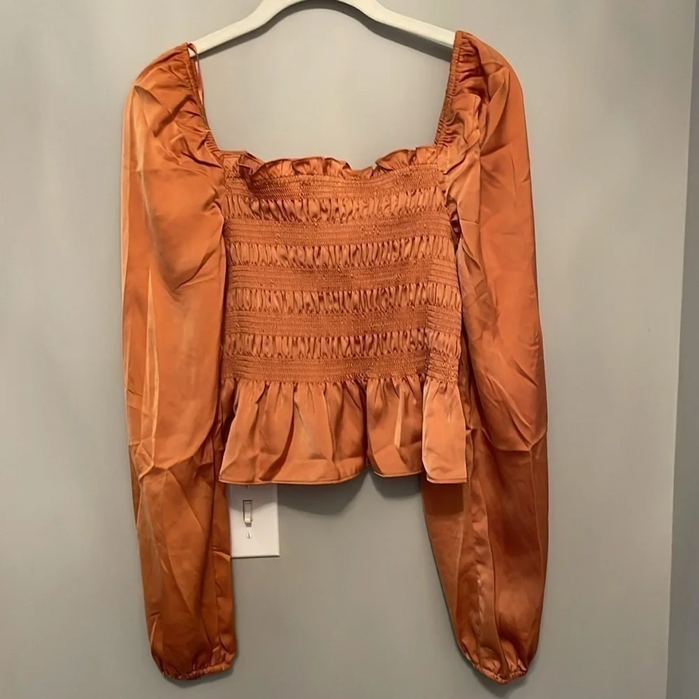 NWT MIXED THREADS COPPER BOHO cropped BLOUSE SIZE M